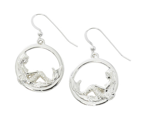 Large Mermaid in Circle Drop Earring MM905