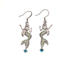 Mermaid W/Swarovski Rhinestones Drop Earrings    MM 915