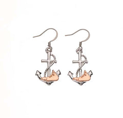 Nantucket Anchor Rose Gold/Silver Two Tone Drop Earring