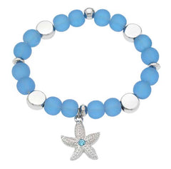 Starfish With Stone Sae Glass Bead Expandable Gel Cord Bracelet SGB 106