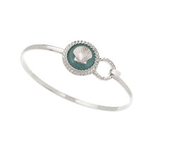 Scallop Shell Sea Glass Cuff Bracelet