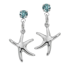 Layered Sterling Dancing Starfish Dangle Earrings with Swarovski Crystals