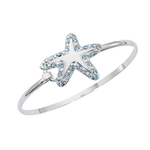 Starfish with Swarovski Crystals Silver Tone Cuff Bracelet CB733