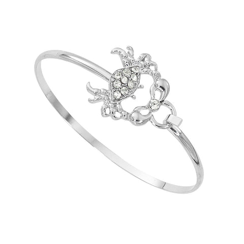 Crab Silver Tone Cuff Bracelet with Swarovski Crystals CB850