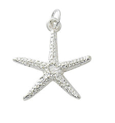 Wholesale fashion starfish charm pewter with sterling silver or 24 karat gold finish USA made 