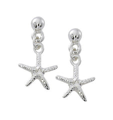 Wholesale fashion starfish ball top earrings pewter with sterling silver or 24 karat gold finish. USA made