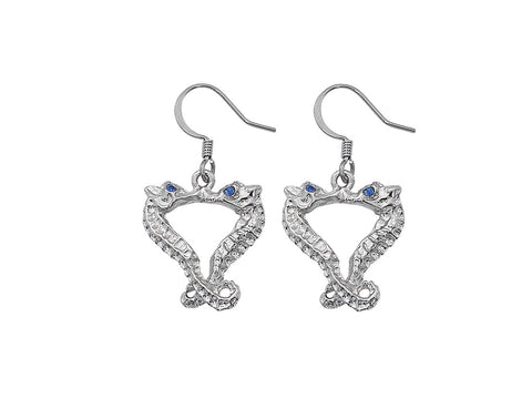 Layered Sterling Kissing Seahorses with Swavorski Sapphire Eyes Dangle Earrings E227