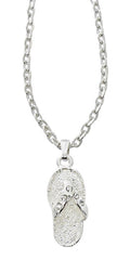 Wholesale flip flop necklace with Austrian Swarovski crystals.  Pewter with gold or silver finish. USA made.