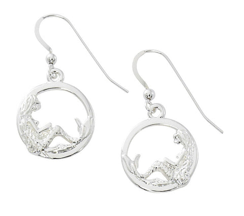 Mermaid in Circle Drop Earrings MM904