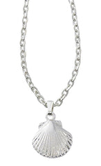 Wholesale fashion scallop shell necklace pewter with sterling silver or 24 karat gold finish USA made