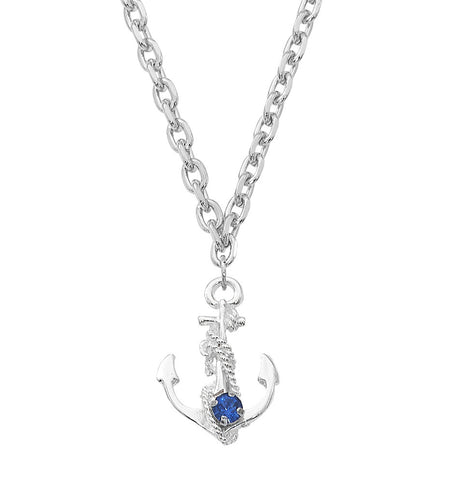 Layered Sterling Anchor Necklace NK544