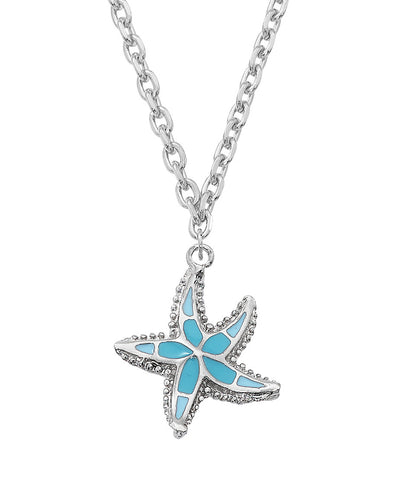 Layered Sterling and Epoxy Starfish Necklace NK556