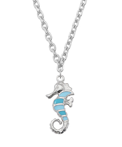 Layered Sterling and Epoxy Seahorse Necklace NK557