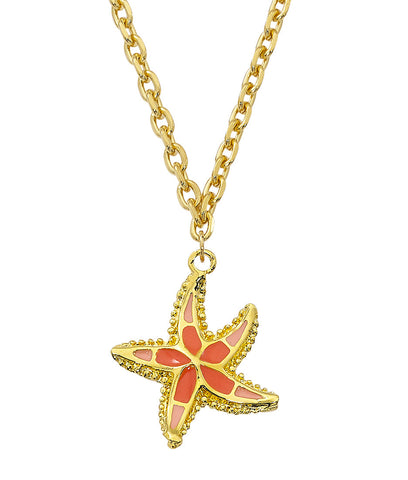 Layered 24K Gold with Epoxy Starfish Necklace NK562
